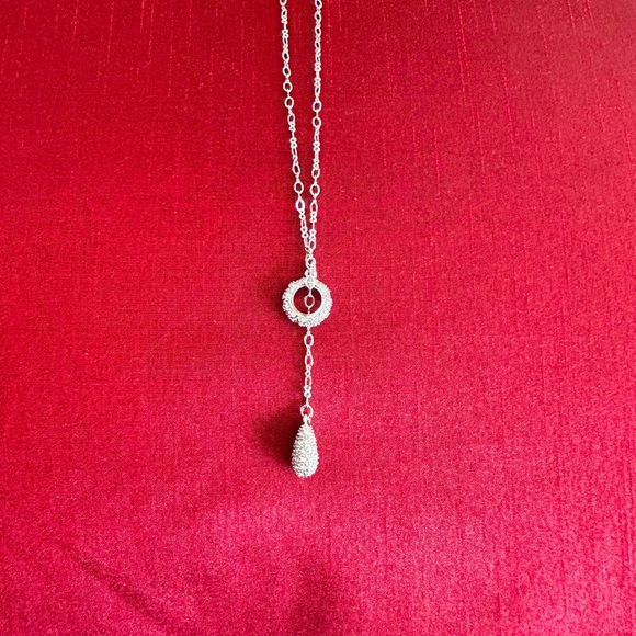 Lia Sophia Silvertone and Crystal Y Necklace 18-20” - Picture 6 of 6